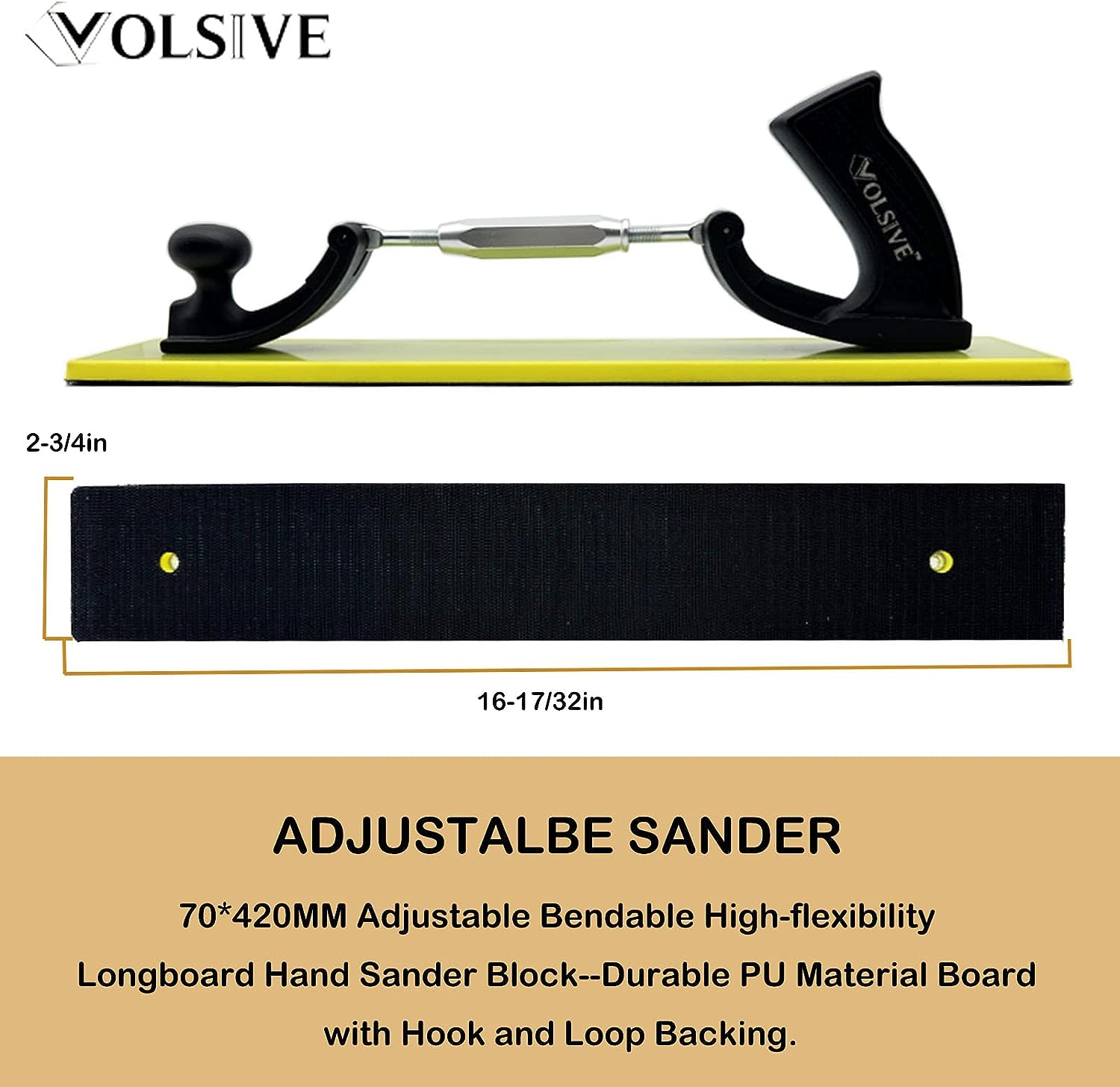 Adjustable Sander Longboard Hand Sanding Blocks with Hook & Loop