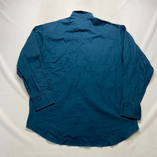 Wrangler Dress Shirt Men's 16.5 Blue Pockets Collared Long Sleeve Formal Oxford - Picture 10 of 14