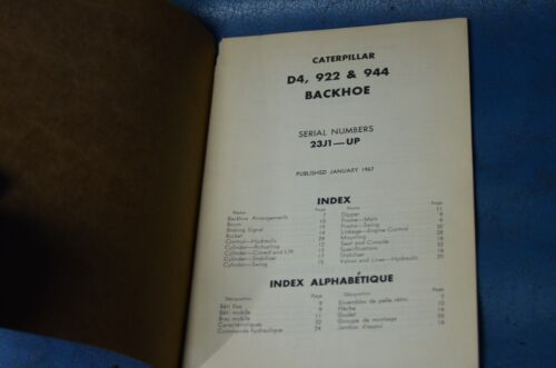 Caterpillar D4 922 944 Backhoe Parts Shop Manual Book Catalog Guide Booklet - Picture 2 of 6