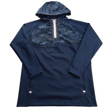 Peter Millar Boys Quarter Zip Hooded Jacket Size Large Navy Blue Athletic