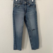 Zara Boys Skinny Ripped Jeans Size 7 Adjustable Waist Light Wash EUC Everyday