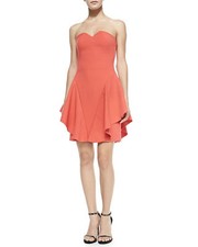 NEW HALSTON HERITAGE Strapless Structured Dress W/ Side Ruffles DRESS Sz 2 $425