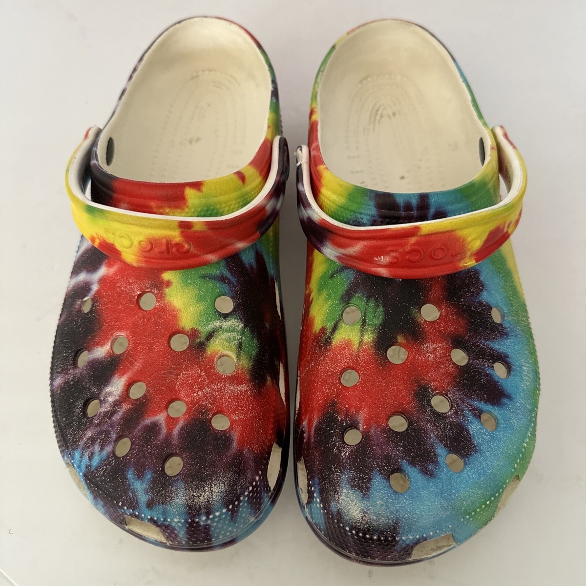 NEW CROCS unisex - classic tie dye lined clogs in pastel solar rainbow CROCS Classic Solar Rainbow Clogs Pastel Tie Dye Unisex  main image 2