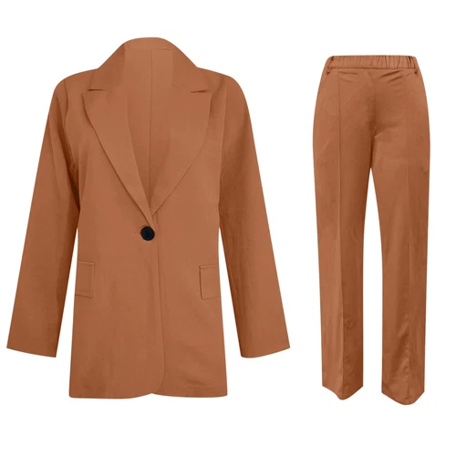 New Womens 2-piece Suit Set Long Sleeve Suit Pants Casual Business Size: S-5XL🔥 - Picture 22 of 39