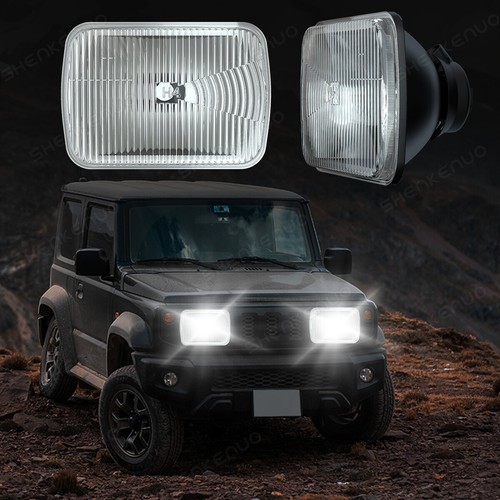 7" inch 7X6 Square Clear Lens Diamond Cut Halogen White Headlights Headlamp Pair - Picture 15 of 23