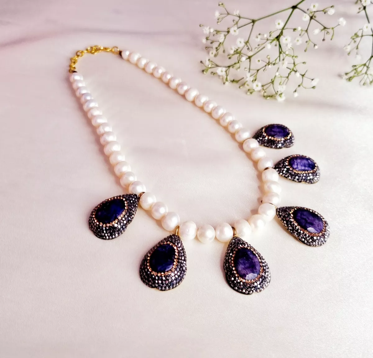 Necklace with hotsell pearls and crystals