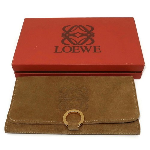 Loewe Women Brown Suede Travel Jewelry Organizer Storage Case, 7" & 4"-11" Open