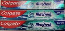 Colgate Max Fresh Whitening Toothpaste with Mini Breath Strips 2.5 Oz 3 Pack