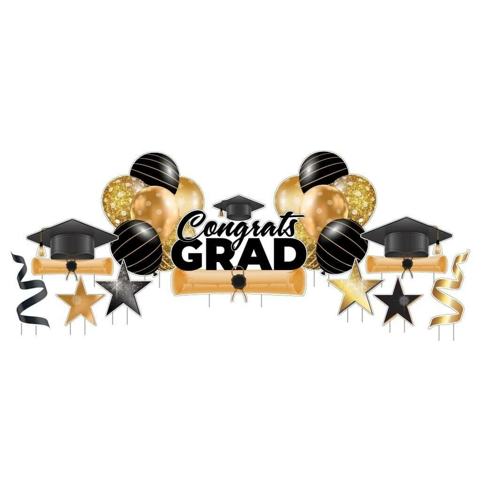 VictoryStore Congrats Grad Gold Graduation Yard Display Graduate Decor 20025 - Image 2 of 4