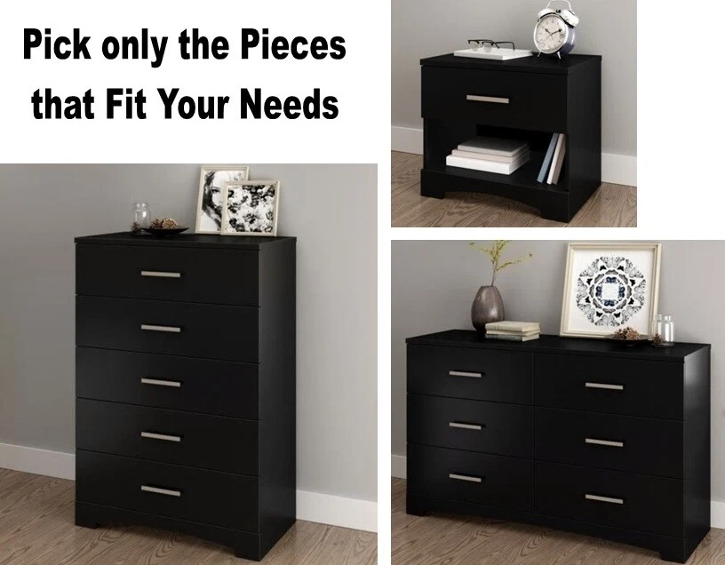 Black Bedroom Furniture Sets Dresser Nightstands Chest Dressers Drawer Set NEW