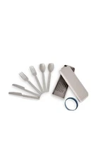 Simply Essential 7 piece Eco Plastic Flatware Set and Case in Cool Grey