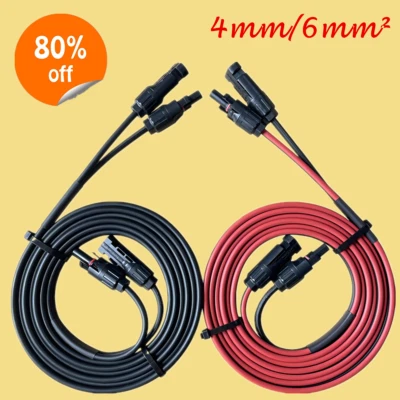 TEOV Solarkabel Verlängerungskabel Rot Schwarz 4/6 mm² Solarstecker PV für Solarpanel