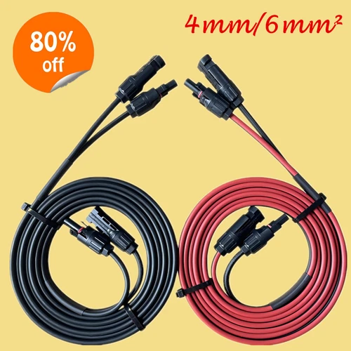 Solarkabel Verlängerungskabel Rot Schwarz 4/6 mm² Solarstecker PV für Solarpanel