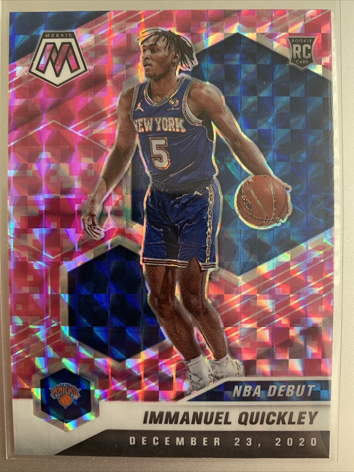 2020-21 Mosaic Immanuel Quickley NBA Debut Camo Pink Prizm Rookie RC #277