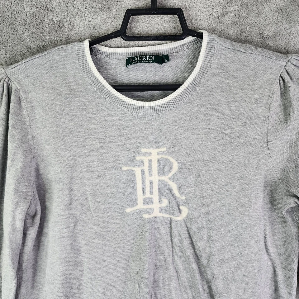 Suéter Pullover Ralph Lauren Gris Niñas Cachemira Monograma Juvenil Talla XL Foto 4 de 4