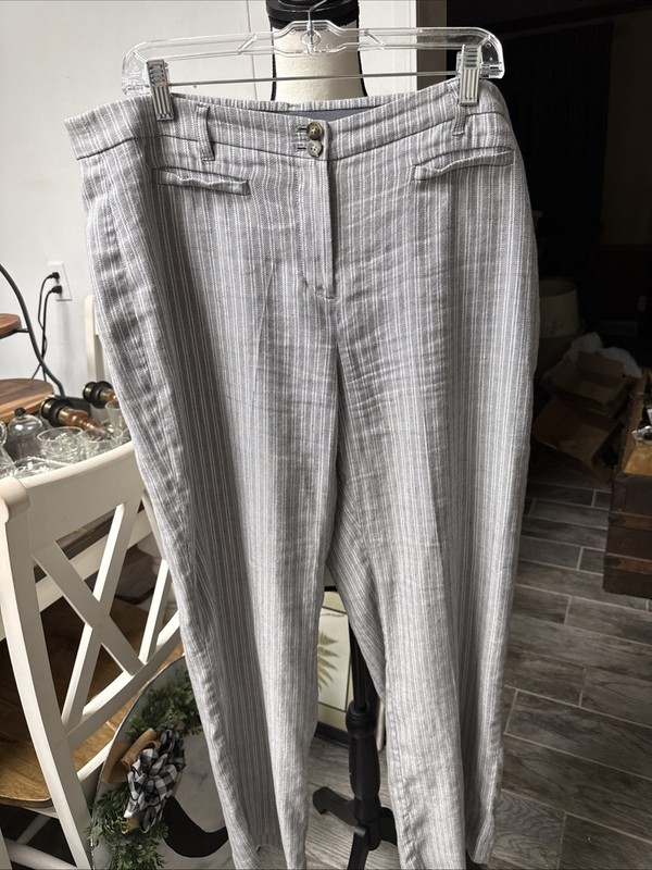 Pre-owned J. Jill Lt. Gray Pin Stripe Straight Leg Pants Sz 14
