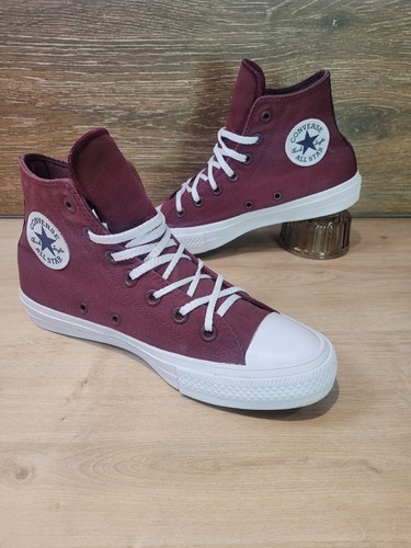 Converse Chuck Taylor II 2 All Star Lunarlon High Tops UK 6 Burgund Rot Weiß