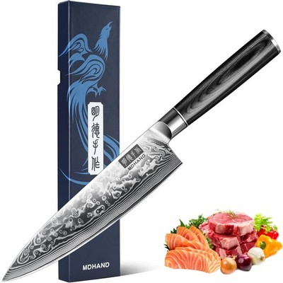 MDHAND Chef Knife 8'' Ultra Sharp Kitchen Knife High Carbon Steel Cooking Knives