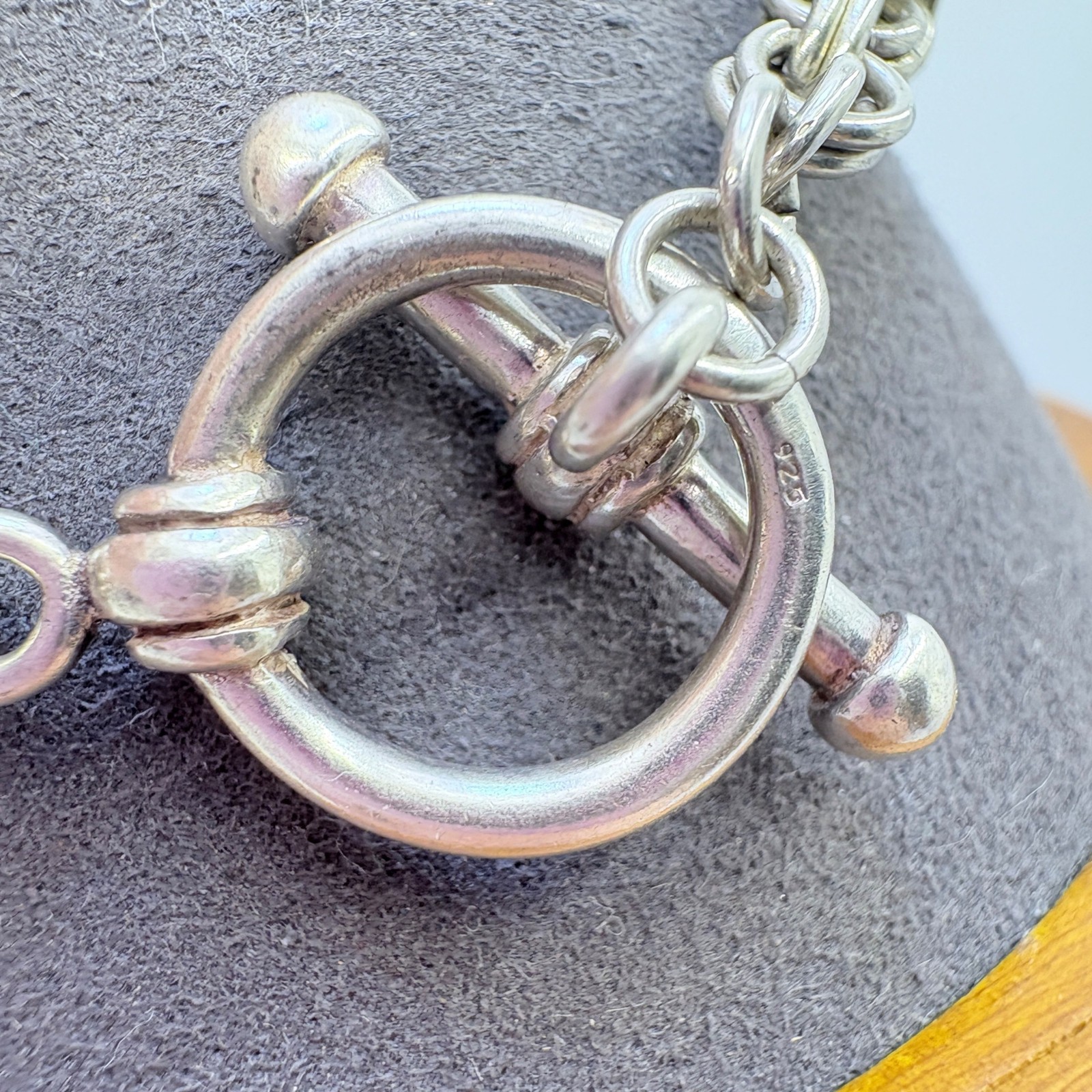 Interlocking Link Chain Bracelet Toggle Clasp Ste… - image 5