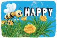 Holzschild 30X40 Cm Happy Biene Blumen Deko Schild Deko Geschenk Schild
