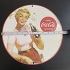 VINTAGE COCA-COLA BOTTLE LADY GASOLINE OIL PORCELAIN SIGN — photo 3