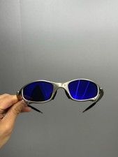 Vintage Oakley Juliet 1.0 X-Metal Polarized Sunglasses Blue Lens Silver Frames