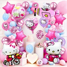 79 Pcs Hello Kitty Balloon Party Decorations Birthday Supplies Foil Balloons