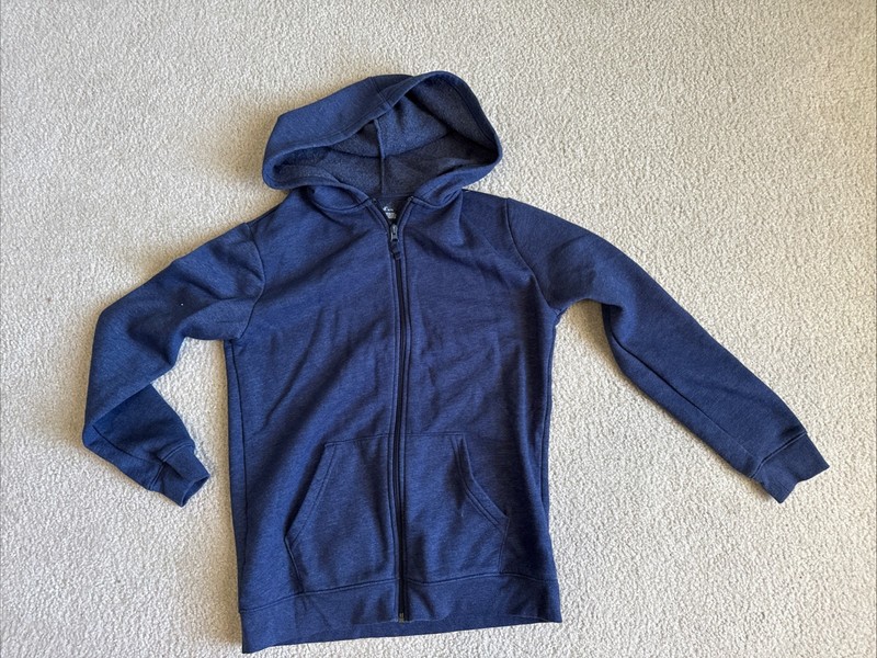 Cat And Jack Xl 14 Navy Blue Full Zip Hooded Jacket Hoodie EUC Girls
