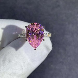 Authentic 5.5Ct Lab Created Pink Sapphire Engagement Silver Ring 14k White Gold Plated
