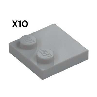 10x LEGO - 33909 - PLATE 2X2, W/ REDUCED KNOBS - Light Bluish Gray Tile