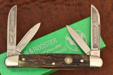 HEN & ROOSTER BERTRAM CUTLERY SOLINGEN GERMANY GENUINE STAG CONGRESS KNIFE 27780