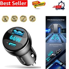 66W Fast Car Charger, PD3.0 & QC4.0 Dual Port Cigarette Lighter USB Adapter, ...