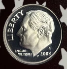 2003 Silver Proof Dime Roosevelt Deep Cameo 90% Silver Gem .072 oz Silver 0.9