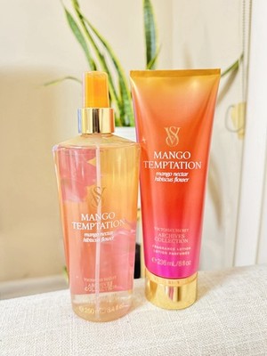 VICTORIA S SECRET MANGO TEMPTATION FRAGRANCE MIST AND LOTION SET NEW 8 fl oz