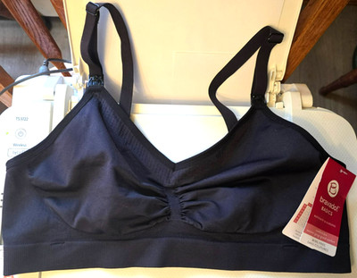 Bravado Basics Nursing Bra Black Wireless Clip Down Adjustable Straps Comfort XL
