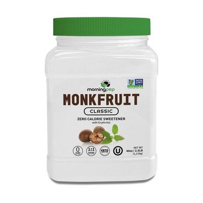 Morning Pep Monk Fruit Sweetener, Classic | White Sugar 40 Ounce (Pack of 1) 