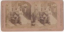 Vintage Stereofoto 18x9 cm: Courting (1900)
