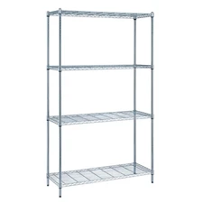 Quantum Storage, Chrome Consumer Grade 4-tier Wire Shelving Unit, Height 72 in,