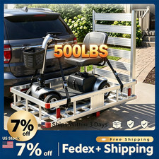 Heavy-duty 500lb Hitch Mount Cargo Carrier W Folding Ramp50x30 Aluminum Basket Heavy-duty 500lb Hitch Mount Cargo Carrier W Folding Ramp50x30 Aluminum Basket