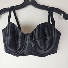 FREDERICK'S OF HOLLYWOOD Black Satin Bra Underwire Style 8800 Size 34D