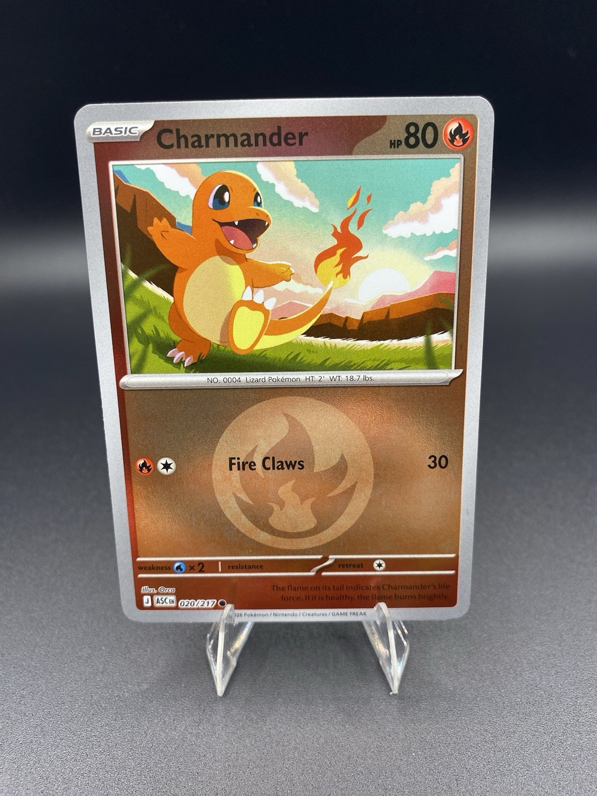 Charmander 020/217 Fire Energy Reverse Holo Ascended Heroes Pokémon TCG ASC