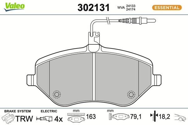 Valeo Bremsbelagsatz Scheibenbremse Essential 302131 FüR Peugeot CitroËN 407 607-image