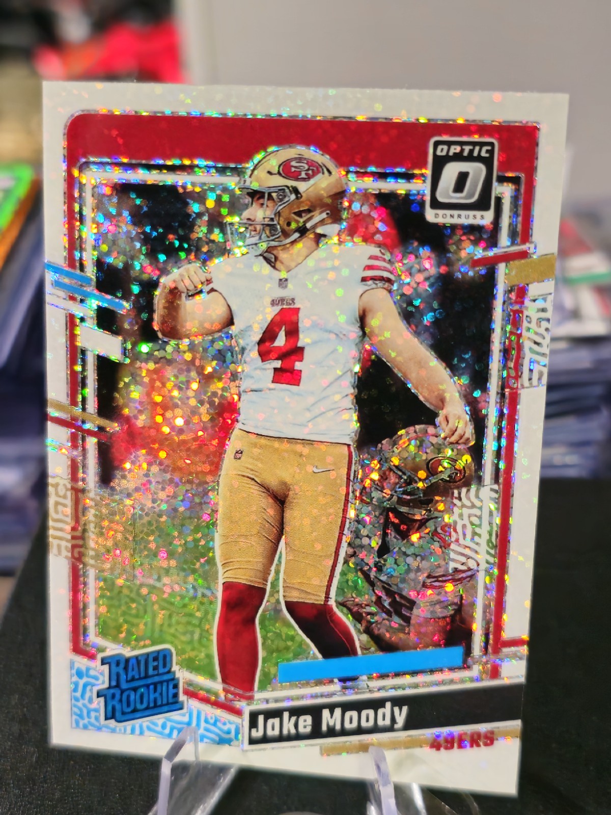 2023 PANINI DONRUSS OPTIC RATED ROOKIE WHITE SPARKLE PRIZM #289 Jake Moody RC 🔥