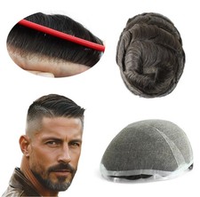 Toupee for Men Natural Swiss Lace Human Hair Systems Dar Brown Hair Pieces 2