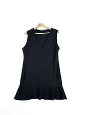 Boohoo Womens NEW Black Ribbed V Neck Pleated Dress Christmas US Sz 16