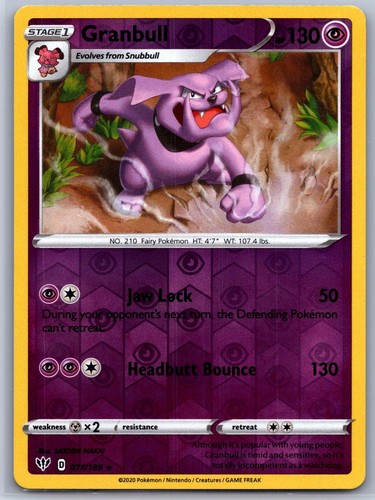 Granbull 071/189 Rare Darkness Ablaze Pokemon Reverse Holo Near Mint