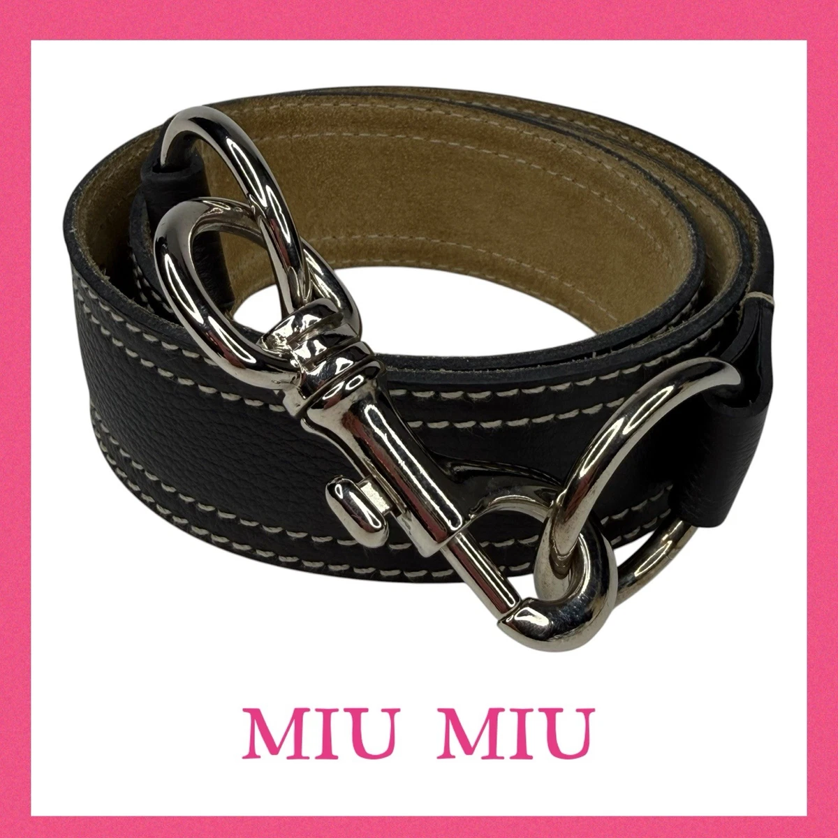 Miu Miu Tan Pebbled Leather Belt Double O-Ring Clasp Womens 80/32 Made in Italy Miu Miu Belt - Etsy main image 4