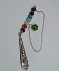 Clear Quartz Point Crystal Healing Pendulum Silver Tone Chain Chakra Beads — photo 1