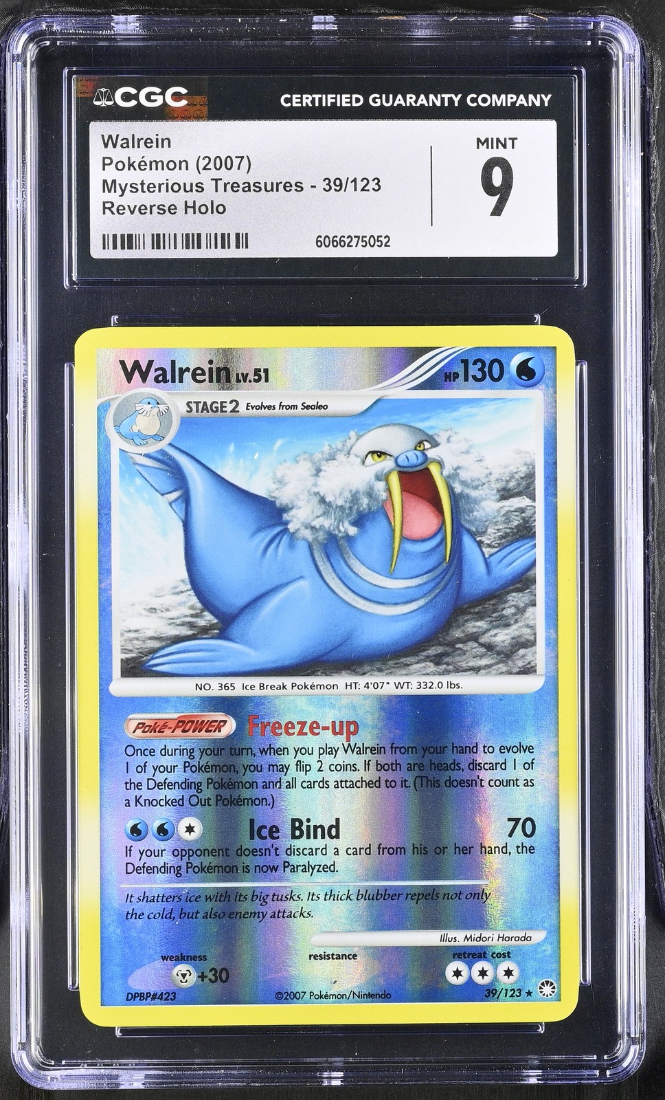 CGC 9 MINT Walrein 2007 Mysterious Treasures 39/123 Reverse Holo Pokemon Card