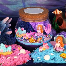 Mermaid Terrarium Crafts Kit for Kids: LED Night Light-Up DIY Toys with Remote  